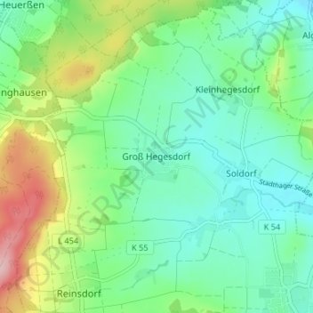 Topografische Karte Groß Hegesdorf, Höhe, Relief