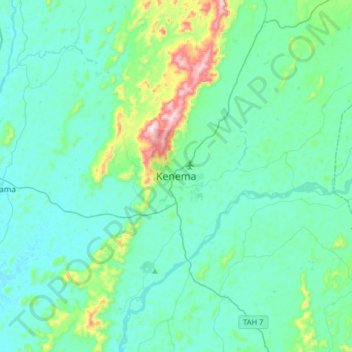 Topografische Karte Kenema, Höhe, Relief