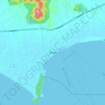 Topografische Karte Ban Phe, Höhe, Relief