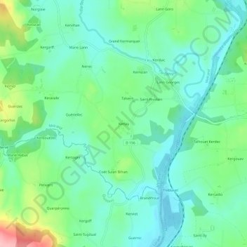 Topografische Karte Kerlay, Höhe, Relief
