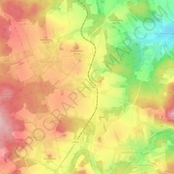 Topografische Karte Obernondorf, Höhe, Relief