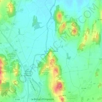 Topografische Karte Castell d'Empordà, Höhe, Relief