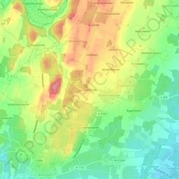 Topografische Karte Lindenholz, Höhe, Relief