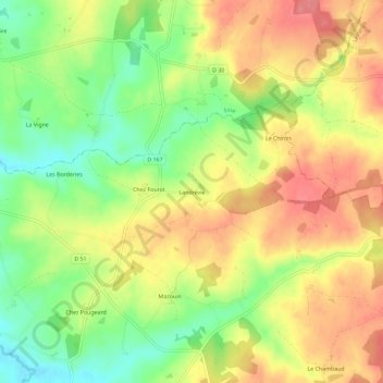 Topografische Karte Landrevie, Höhe, Relief