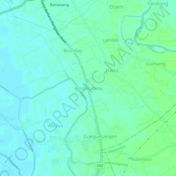 Topografische Karte Amansabina, Höhe, Relief