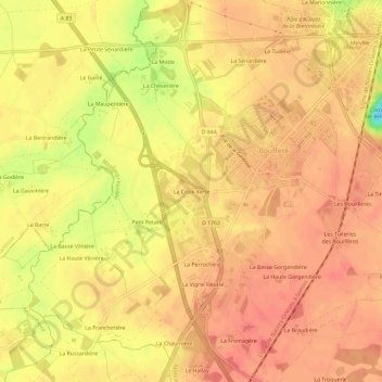 Topografische Karte La Croix Verte, Höhe, Relief
