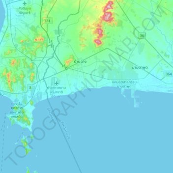 Topografische Karte Ban Chang, Höhe, Relief