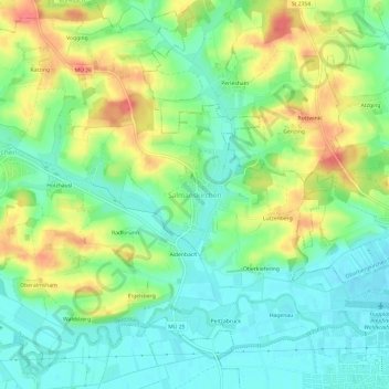 Topografische Karte Salmanskirchen, Höhe, Relief