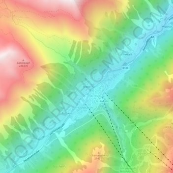 Topografische Karte Brand, Höhe, Relief