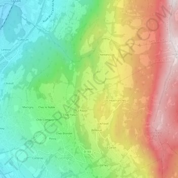 Topografische Karte Armiaz, Höhe, Relief