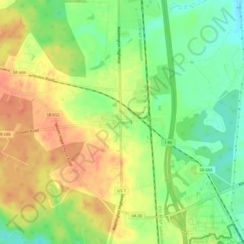Topografische Karte Doswell, Höhe, Relief