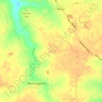 Topografische Karte Stanway Green, Höhe, Relief