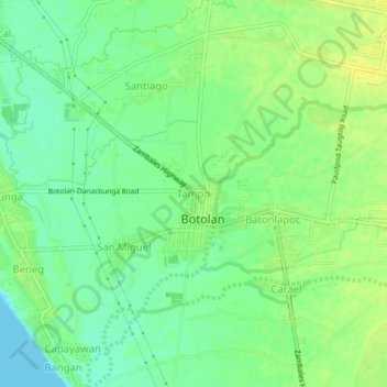 Topografische Karte Tampo, Höhe, Relief