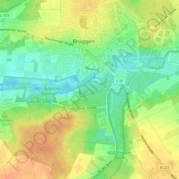 Topografische Karte Auf der Koppel, Höhe, Relief
