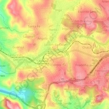Topografische Karte Comnidades, Höhe, Relief