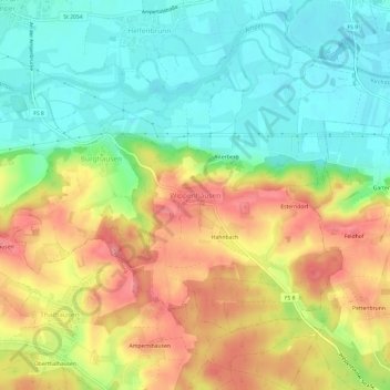 Topografische Karte Wippenhausen, Höhe, Relief