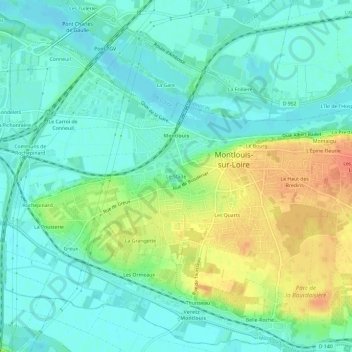 Topografische Karte Le Stade, Höhe, Relief