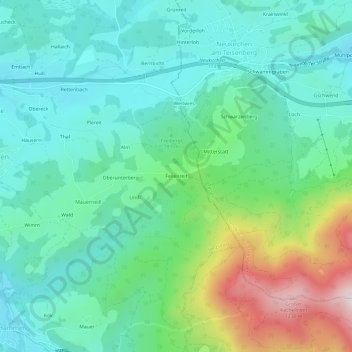 Topografische Karte Feilenreit, Höhe, Relief