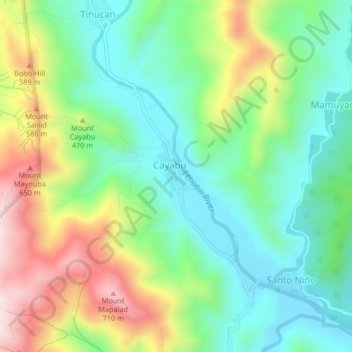 Topografische Karte Cayabu, Höhe, Relief