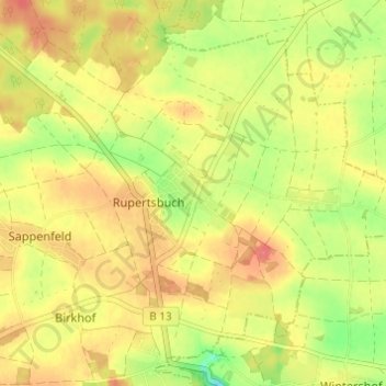 Topografische Karte Workerszell, Höhe, Relief