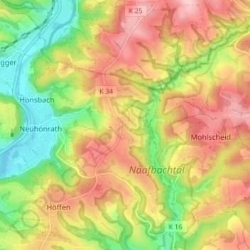 Topografische Karte Holl, Höhe, Relief
