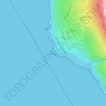 Topografische Karte Pointe des Châteaux, Höhe, Relief