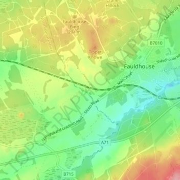 Topografische Karte Braehead Farm, Höhe, Relief