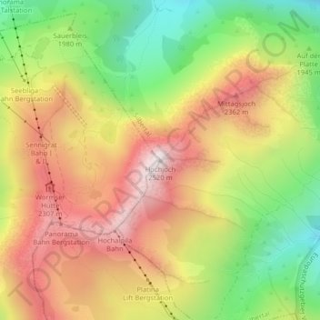 Topografische Karte Hochjoch, Höhe, Relief