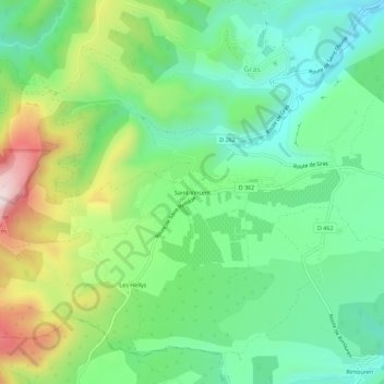 Topografische Karte Saint-Vincent, Höhe, Relief