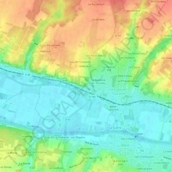 Topografische Karte La Gaillardière, Höhe, Relief