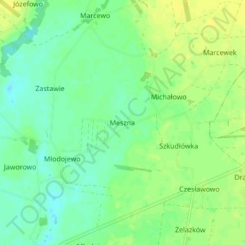 Topografische Karte Meszna, Höhe, Relief