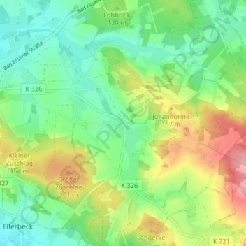 Topografische Karte Grambergen, Höhe, Relief