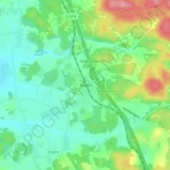 Topografische Karte Kode, Höhe, Relief