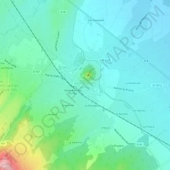 Topografische Karte Saint-Romain-le-Puy, Höhe, Relief