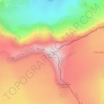 Topografische Karte Clariden, Höhe, Relief