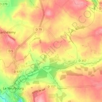 Topografische Karte beauvallon, Höhe, Relief