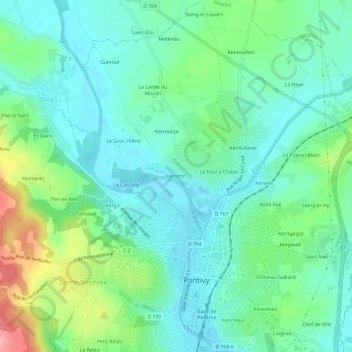 Topografische Karte Kerostin, Höhe, Relief