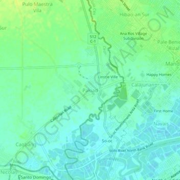 Topografische Karte Pakiad, Höhe, Relief