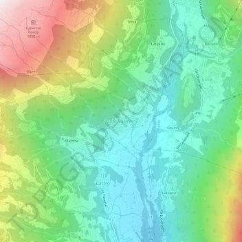 Topografische Karte Ponto Valentino, Höhe, Relief
