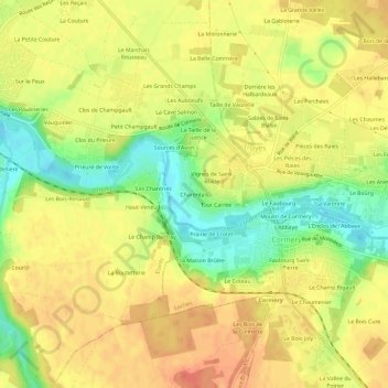 Topografische Karte Charentais, Höhe, Relief