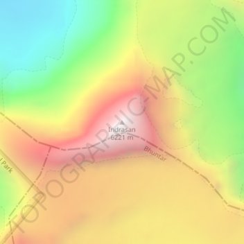 Topografische Karte Indrasan, Höhe, Relief