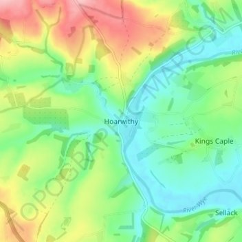 Topografische Karte Hoarwithy, Höhe, Relief