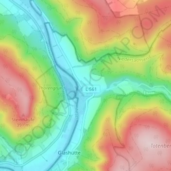 Topografische Karte Bursfelde, Höhe, Relief