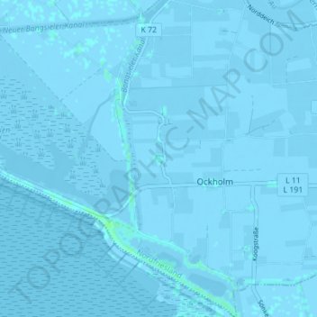 Topografische Karte Fedderswarft, Höhe, Relief