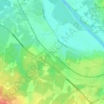 Topografische Karte Jean Cabos, Höhe, Relief