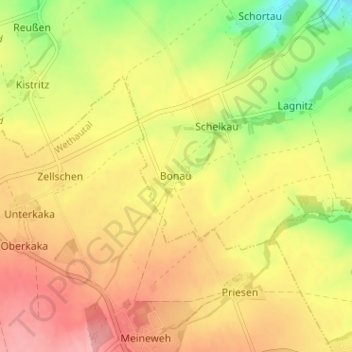Topografische Karte Bonau, Höhe, Relief