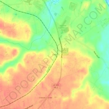 Topografische Karte Cady, Höhe, Relief