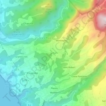 Topografische Karte Le Tuf, Höhe, Relief