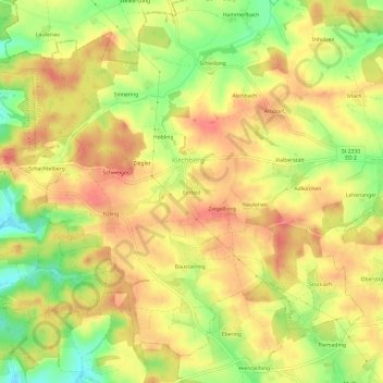 Topografische Karte Einfeld, Höhe, Relief