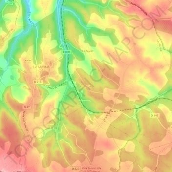 Topografische Karte Le Carriol, Höhe, Relief